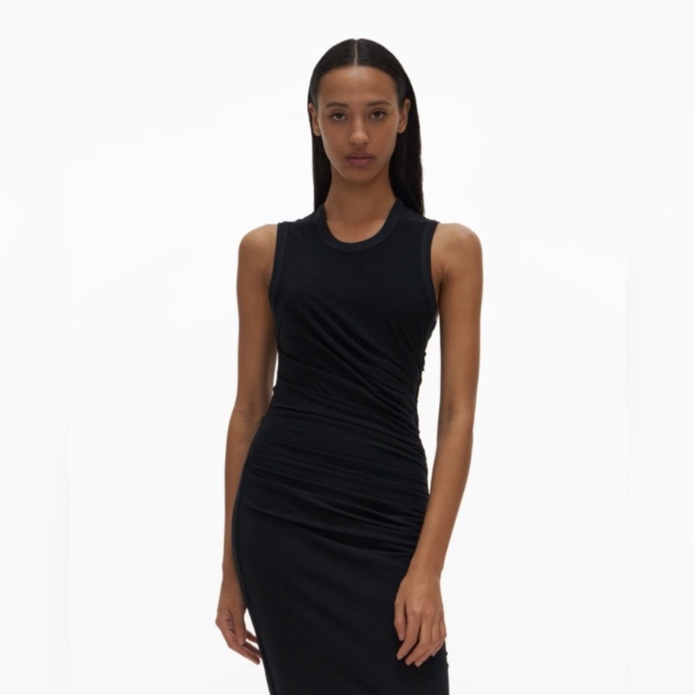 HP Helmut Lang Twisted Sheath Dress Midi Black